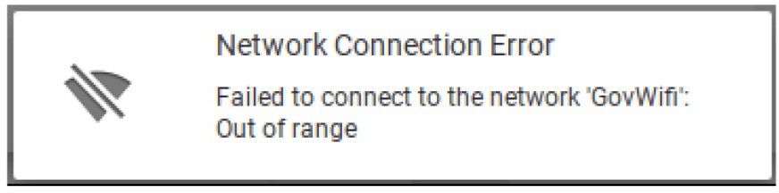 Network connection error dialog on Chromebooks